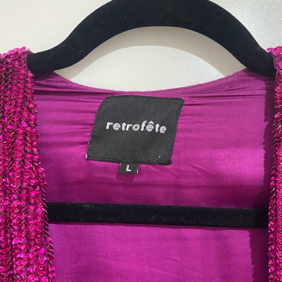 RETROFETE Gabrielle Robe Dress in Fuchsia/Magenta - Size L - Picture 2 of 3
